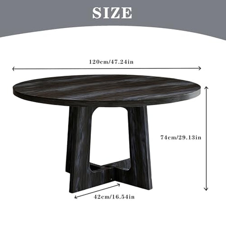 47-Inch Round Conference Table Wooden Wood Base, Modern Wooden Conference Table for 4-6 People, Easy Assembly Boardroom Table (Black) TMGSK