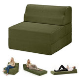 Kasunpul Folding Sofa Bed with Pillow, Memory Foam Fold Out Chair Bed, Convertible Sleeper Chair with Washable Cover, Futon Floor Couch for Living Room/Dorm/Guest Use/Home Office/Apartment, Green Kasunpul