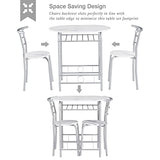 VECELO 3-Piece White & Silver Dining Table Set with Built-in Wine Rack for Small Spaces VECELO