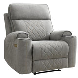 EBELLO Power Recliner Chair, Electric Fabric Reclining Sofa with Cup Holders, USB Type-C Charging Ports, for Small Living Room, Bedroom and Meeting Room, Grey