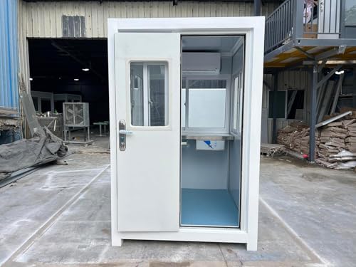 Generic Guard Shack 5x5ft with AC, Heating, Light Gray - Security Booth, Guard Booth, Outdoor Office, Portable Office, Guardhouse, BSI-Guard-Shack-LightGray- 5575-WAC-M2