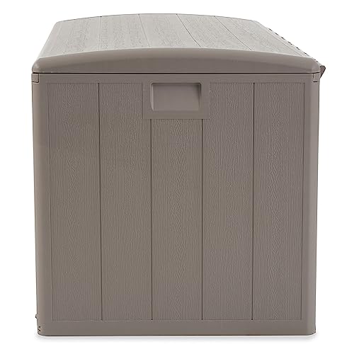 Plastic Development Group 130 Gallon Multipurpose Outdoor Backyard Patio Storage Deck Box Container with Soft Close Lid, Gray Plastic Development Group