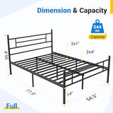 Avenco Metal Platform Bed Frame Full Size with Classical Headboard and Footboard, 14 Inch, Under Bed Storage, Strong Metal Slats Support, Mattress Foundation, No Box Spring Needed Avenco