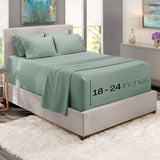 Hearth & Harbor Bed Sheets, Luxury Soft 6 Piece Bed Sheet Set Extra Deep Pocket Fitted Sheets Fits Mattress up to 21", Double Brushed Bedding Sheets & Pillowcases, King, Ice Green Hearth & Harbor