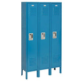 Single Tier Locker, 15x18x72, 3 Door Ready To Assemble, Blue Global Industrial