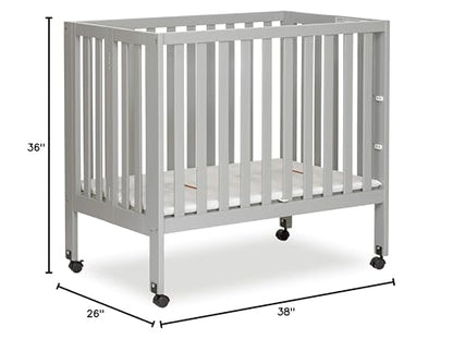 Dream On Me Jett Non-Full Size Folding Convertible Crib, Lightweight Portable Crib, Three Adjustable Mattress Height Settings, Easy to Fold Travel Crib, 1.5” Mattress Pad Included