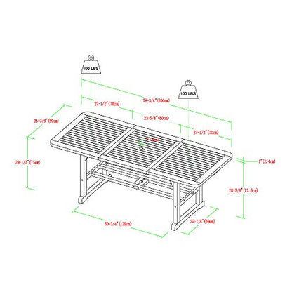 Walker Edison Maui Modern Solid Acacia Wood Slatted Patio Dining Table, 78 Inch, Grey Wash - WoodArtSupply