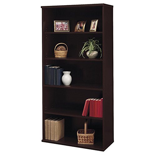 Bush Business Furniture Series C 5-Shelf Tall Bookcase in Mocha Cherry for Home and Office Storage - WoodArtSupply