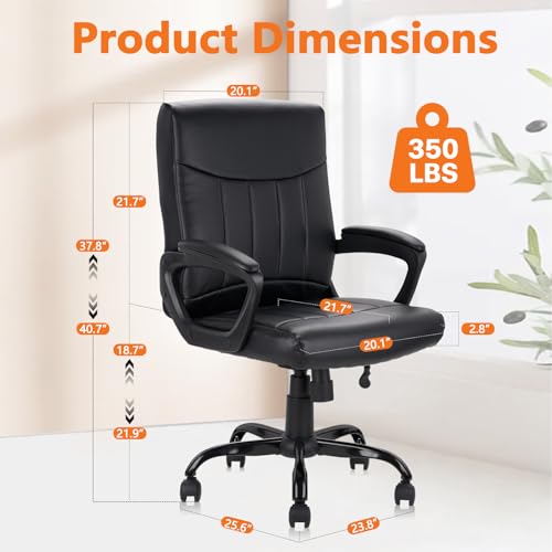 CLATINA Leather Office Executive Chair with Lumbar Support and Padded Armrestes, Swivel Rolling Ergonomic Mid Back Computer Task Desk Chair for Home, Conference, Waiting Room, Black, 8 Pack CLATINA