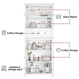 FACBOTALL 76'' Kitchen Pantry Storage Cabinet, Pantry Cabinet, Freestanding Kitchen Cupboard with Large Drawer, Doors, and Adjustable Shelves for Dining Room, Living Room, Laundry, White FACBOTALL