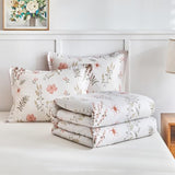 Joyreap 3pcs Floral Cotton Comforter Set for Girls, Pink Flowers n Leaves Botanical Design, Twin Size Soft n Cozy Bedding Comforter Set for All Season- 68x88 inches Joyreap