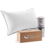 Swandream Goose Feather and Down Bed Pillow Standard Size Single Pack, Luxury 3-Chamber Pillows with Soft & Down-Proof Cover, Fluffy Plush Hotel Pillow for Side, Back & Stomach Sleepers Swandream