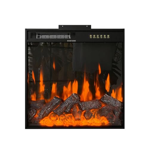 Lovinouse Smart Electric Fireplace, Small Black Electric Fireplace with 12 Color Adjustable Flames, 5-Level Brightness, 3-Level Heating, 8 H Timer, Remote Control, Touch Screen and Log & Crystal,1500w Lovinouse