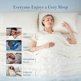 Cozy Bliss Cooling Comforter Seersucker Plaid Queen Size, Q-Max 0.45 Lightweight Cooling Blanket, Breathable Silk Smooth Summer Bedding Quilt for Hot Sleepers Night Sweats White Cozy Bliss