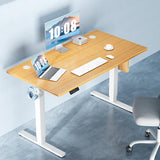 DUMOS 48 Inch Electric Standing Desk Height Adjustable, Sit to Stand Up Computer Workstations Work PC Table Home Office Study Writing Gaming Desks with Memory Presets for Walking Pad, Bedroom, Oak DUMOS