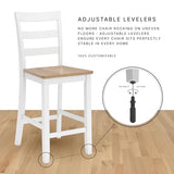 Signature Design by Ashley Robbinsdale Farmhouse Upholstered Barstool, Set of 2, X-Back, Nailhead Trim, Wood, 24.75" H, White & Light Gray Signature Design by Ashley