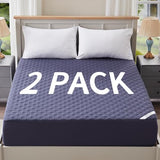 BEDLORE 2 Pack Waterproof Mattress Protector, Full Size Pad with Deep Pocket 6"-15" Depth, Soft Breathable Dirt Proof Single Bed Mattress Cover for Bedroom, Dorm Room (Navy Blue) BEDLORE