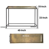 The Urban Port Aurelia 48-Inch Console Sofa Table, Artisanal Hammered Antique Bronze Tray Top, Industrial Black Iron Frame The Urban Port