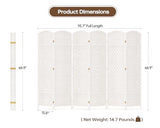 Duraspace 6 Panels Room Divider 6 FT Tall Weave Fiber Privacy Screen Freestanding Double Hinged Folding Screen Extra Wide Room Dividers for Patio Privacy (Off White) DURASPACE