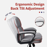 CLATINA Ergonomic Executive Cloth Office Chair, Fabric Desk Chair with Upholstered Swivel Adjustable Height Thick Padding Headrest and Armrest for Home Office Grey CLATINA