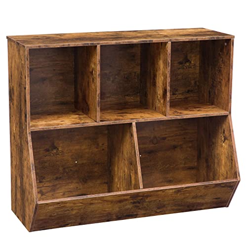 HOOBRO Rustic Brown Kids Bookshelf and Toy Storage Cubby - WoodArtSupply