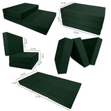 D&D Futon Furniture Hunter Green Twin Size Shikibuton Trifold Foam Beds, Folding Ottoman Mattresses, High Density Foam, 75 x 39 x 6 in Thick D&D Futon Furniture