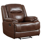 EBELLO Genuine Leather Manual Recliner Chair, Reclining Sofa Chair Couch for Living Room, Bedroom Furniture, Meeting Room, Brown EBELLO