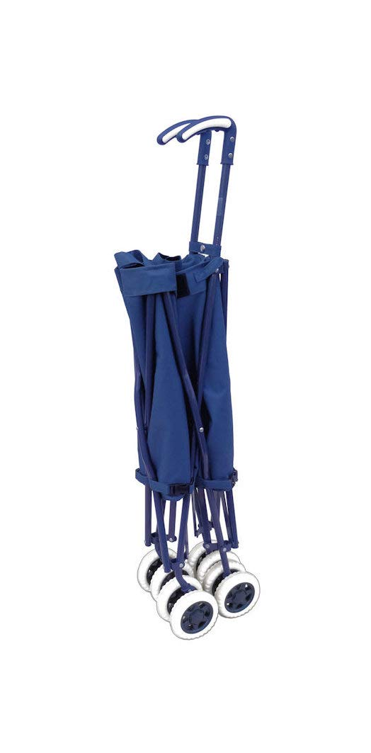 VersaCart Transit -The Original Patented Folding Shopping and Utility Cart, Water-Resistant Heavy-Duty Canvas with Cover, Double Front Swivel Wheels, Compact, Transport Up to 120 Pounds, Blue Versacart