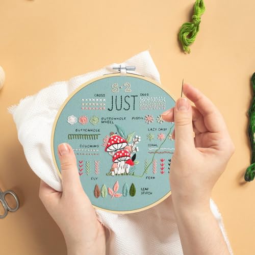 KintKita 3 Sets Embroidery Kit for Beginners to Learn 36 Basic Embroidery Stitches Practice Kit,Hand Embroidery Cross Stitch Kits for Beginners with Embroidery Patterns, Hoop,Threads,Tools