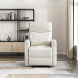 Lexicon Manual Recliner Chair, Wall Hugger Reclining Chair, Faux Leather Nursery Recliner, Tab Pull Reclining, Magazine Pocket, for Living Room/Theater Seating/Apartment, Easy Assembly, Beige