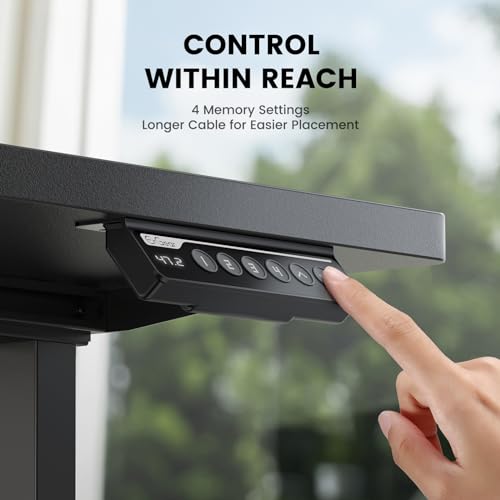 ErGear Standing Desk Frame [Dual Motor] Electric Adjustable Legs Compatible Desktop Size 44″-90″, 264 lbs Weight Capacity, 4 Memory Height Settings Stand up Desks Frame Workstation, Black Frame Only ErGear