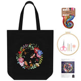 ERKOON Canvas Tote Bag Embroidery Kit for Beginners, Floral Arts Crafts Cross Stitch Kits for Adults Including Stamped Embroidery Bag with Hoops, Needle, Instruction and Color Threads(Wreath)