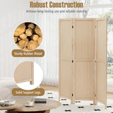 COSTWAY 3 Panel Folding Room Divider, 67" Rubber Wood Privacy Screen for Room Separation, Freestanding Hinged Partition Wall Divider for Bedroom, Living Room, Kitchen, Home Office, Restaurant COSTWAY