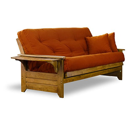 Brentwood Tray Arm Full Size Wood Futon Frame - Heritage Finish - WoodArtSupply