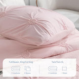 Swift Home Twin/Twin XL Baby Pink Rose Blush Comforter Set - Ruched 3D Floral Pintuck Bedding Set - 2 Pieces Bed Linen, 1 Comforter and 1 Pillow Sham Swift Home