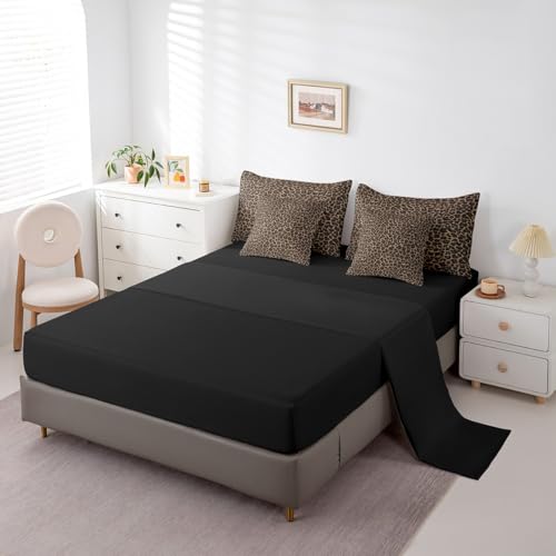 Erosebridal Leopard Print 7 Pieces Comforter Set Twin Size,Cheetah Printed Bedding Set for Women,Brown Camo Print Bed Set Includes Comforter, Sheet Set, Pillowcases & Pillow Covers for All Season Erosebridal