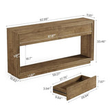 Tribesigns 63" Console Table with 2 Drawers, Farmhouse Entryway Table with Open Storage Shelf, Wooden Sofa Console Behind the Couch for Living Room, Hallway, Foyer, Brown Tribesigns