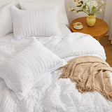Love's cabin Seersucker White Twin Comforter Set, 5-Piece All Season Lightweight Bed in a Bag Bedding Set with Comforter, Flat Sheet, Fitted Sheet, Pillowcase and Sham Love's cabin