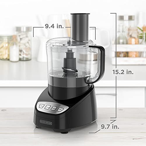 BLACK+DECKER Food Processor and Vegetable Chopper, Stainless Steel Blade, 8-Cup Capacity, 450W Power with Attachments to Grate, Shred, Slice, Mince, Grind, and Puree BLACK+DECKER