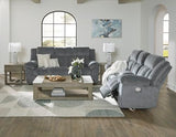 Signature Design by Ashley Tip-Off Modern Wall Hugger Power Reclining Sofa with Adjustable Headrest and USB Ports, Gray Signature Design by Ashley