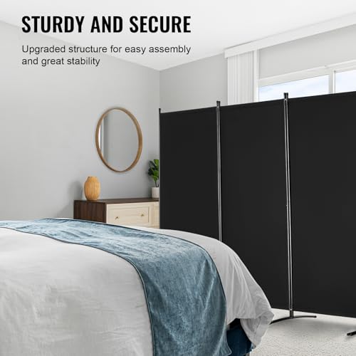 VEVOR Room Divider, 4 Panel Room Divider, Folding Privacy Screen and Portable Partition Divider for Room Separation, Freestanding Room Partitions for Office, Bedroom, Study, Black VEVOR