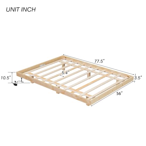 Modern Full Size Floating Bed Frame with LED Lights by anwickjeff - Low Profile Platform Design - WoodArtSupply