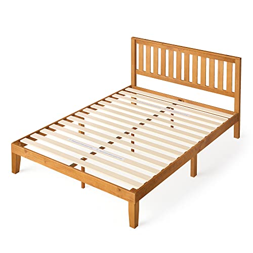 Zinus Alexia Rustic Pine Wood Bed Frame with Headboard - No Box Spring Needed, Easy Assembly - WoodArtSupply