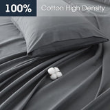 HYPREST Extra Deep Pocket Queen Sheet Sets Fits 18"-24" in Deep Mattress -100% Cotton Queen Sheet Set,Grey Hotel Luxury Soft Wrinkle Free Cooling Sheet Sets for Queen Bed Deep Pocket HYPREST