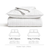 EVERGRACEHOME 100% Cotton Box Stitch Quilt Bedding Set King Size 3 Pieces, Garment-Washed Lightweight Soft Cozy Coverlet, Oversized Quilted Bedspread Sets with 2 Shams for All Season, Bright White EVERGRACEHOME
