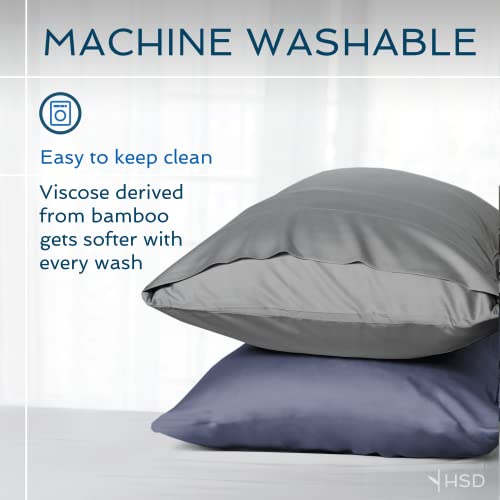 Hotel Sheets Direct 3 Piece Full Duvet Cover Set, 100% Viscose Derived from Bamboo Comforter Cover with 2 Pillow Shams, Moisture-Wicking, Silky Soft Texture, Cooling, Breathable, Easy Care, Dark Gray Hotel Sheets Direct