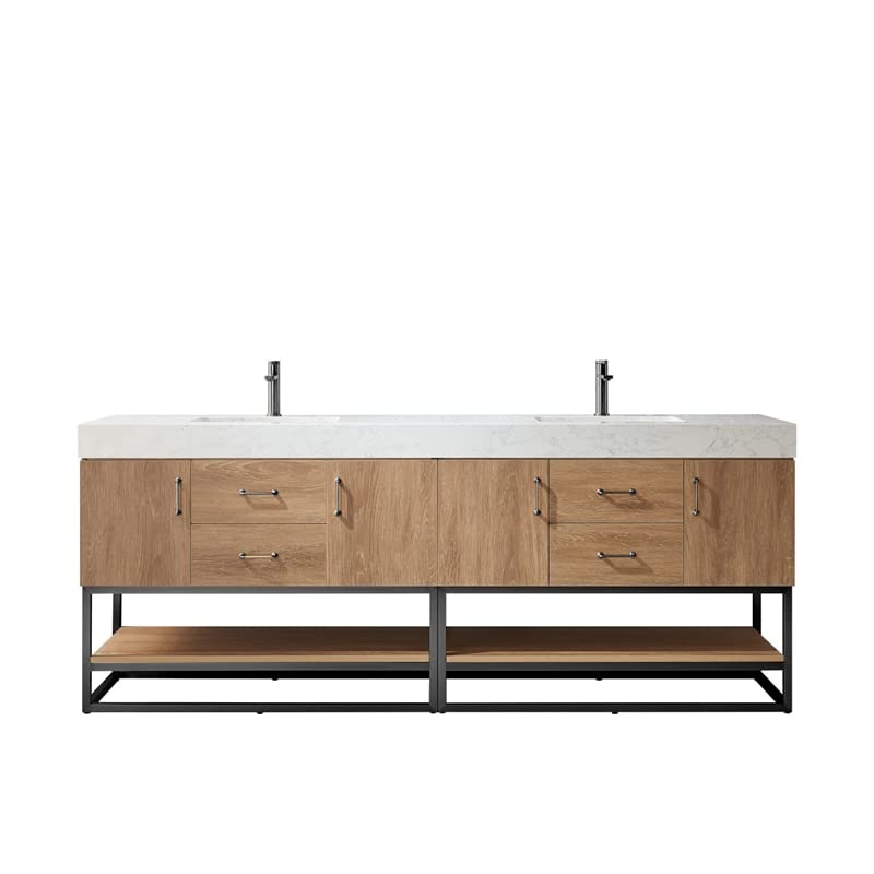 Vinnova Alistair Bathroom Vanity, 84 Inches, North American Oak VINNOVA