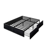 Allewie Full Size Metal Bed Frame with 2 Storage Drawers, Heavy-Duty Steel Frame with MDF Wood Panels, Flexible Drawer Placement, Easy Assembly, Noise-Free Support, Black Allewie