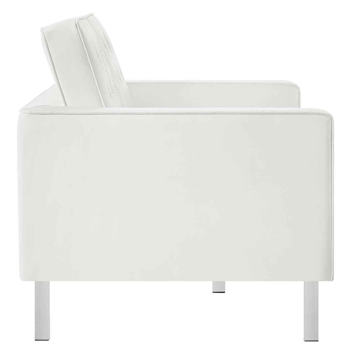 Modway Loft Tufted Button Faux Leather Upholstered Loveseat in Silver White Modway