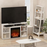 Pemberly Row Corner TV Stand with Fireplace for TV up to 55 Inches Solid White Pemberly Row